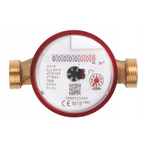 Compteur d'eau chaude 13 cm - DN20 - Raccord 1'' Mâle