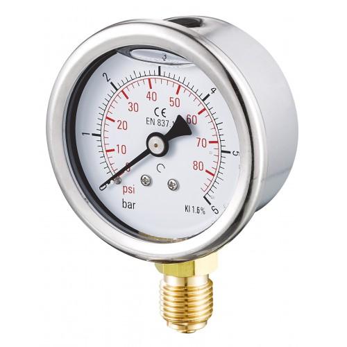 Manomètre INOX raccord vertical 1/4'' - Ø50 - 160 bar