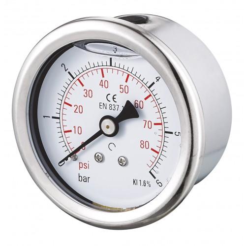 Manomètre INOX raccord axial 1/4'' - Ø50 - 6 bar
