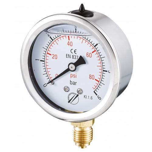 Manomètre INOX raccord vertical 1/4'' - Ø63 - 60 bar