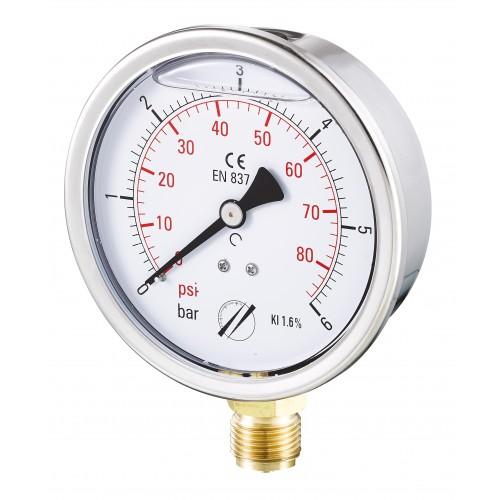 Manomètre INOX raccord radial 1/2'' - Ø100 - 1.6 bar