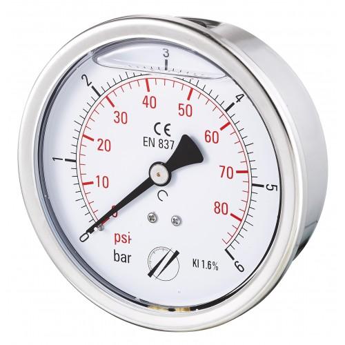 Manomètre INOX raccord axial 1/2'' - Ø100 - 100 bar