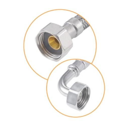 Tresse de plomberie 100 cm inox femelle coudée - Ø20