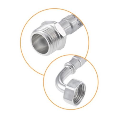 Tresse de plomberie 100 cm inox mâle - femelle coudée - Ø15