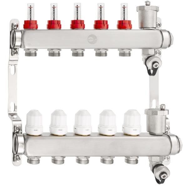 Collecteur inox entrée DN25 avec 3 départs mâle 3/4''