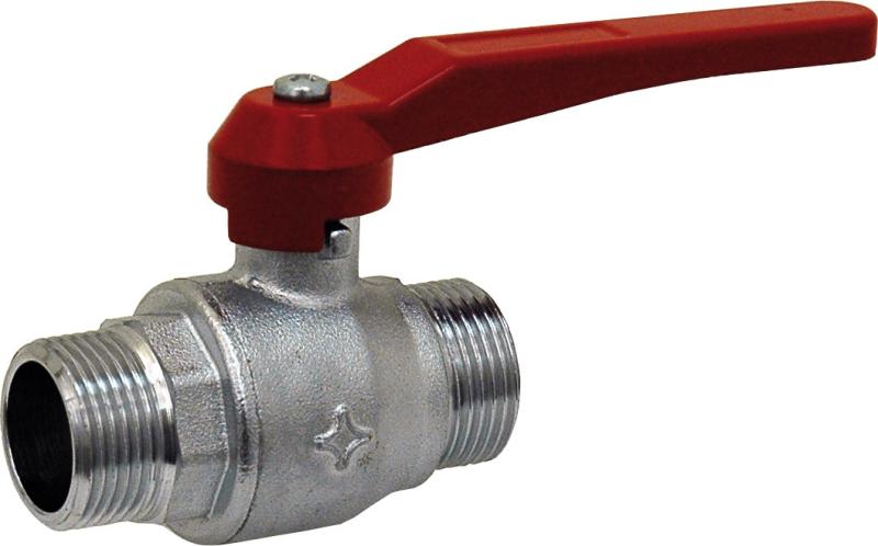 Vanne laiton chromé mâle - mâle poignée aluminium - Ø40mm - 1''1/2