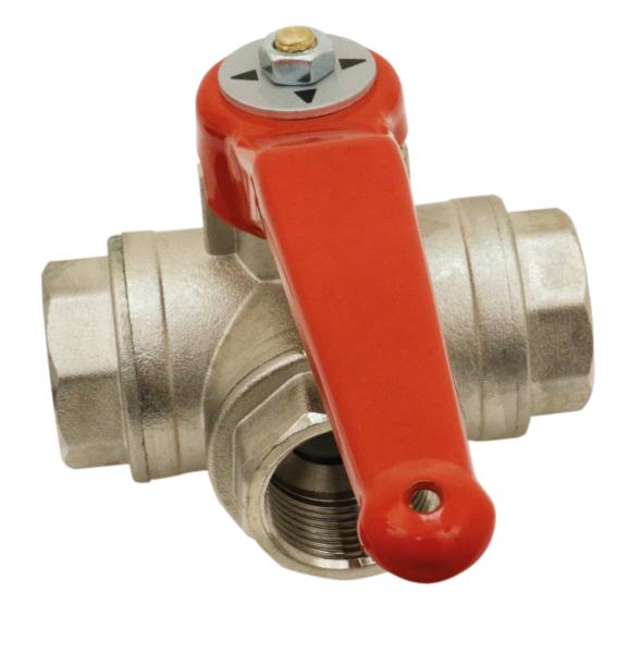 Vanne laiton 3 voies femelle en T horizontale - 20mm - 3/4''