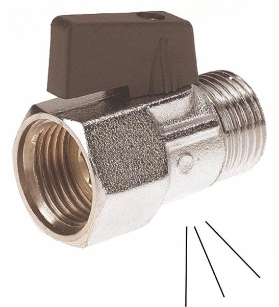 Vanne laiton à decompression mini mâle-femelle avec manette - Ø12mm - 3/8''