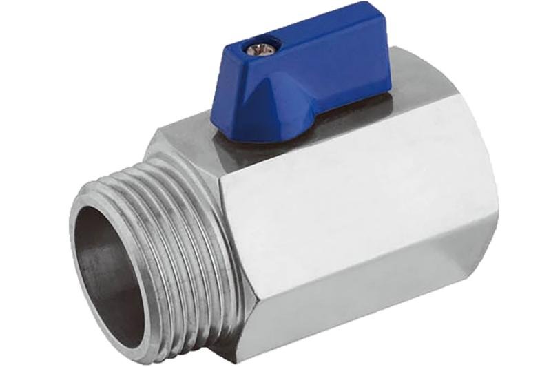 Mini vanne en inox sortie M/F avec manette - Ø12mm - 3/8''