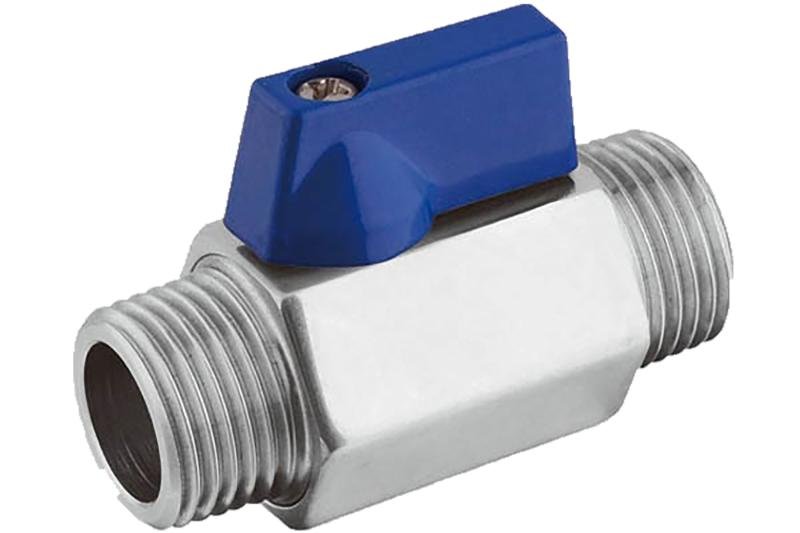 Mini vanne en inox sortie M/M avec manette  - Ø15mm - 1/2''