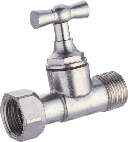 Robinet WC Droit Nickelé 3/8 à Clapet Laiton