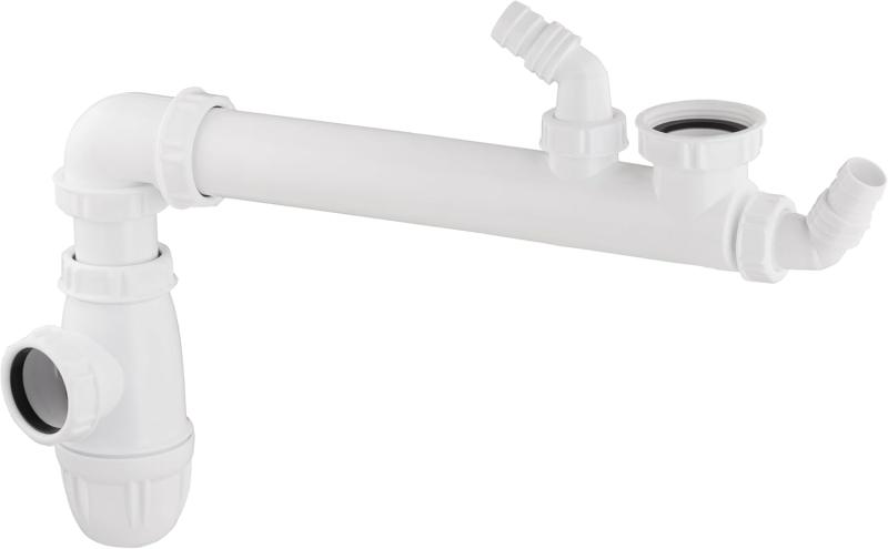 Tubulure évier gain de place avec siphon déporté