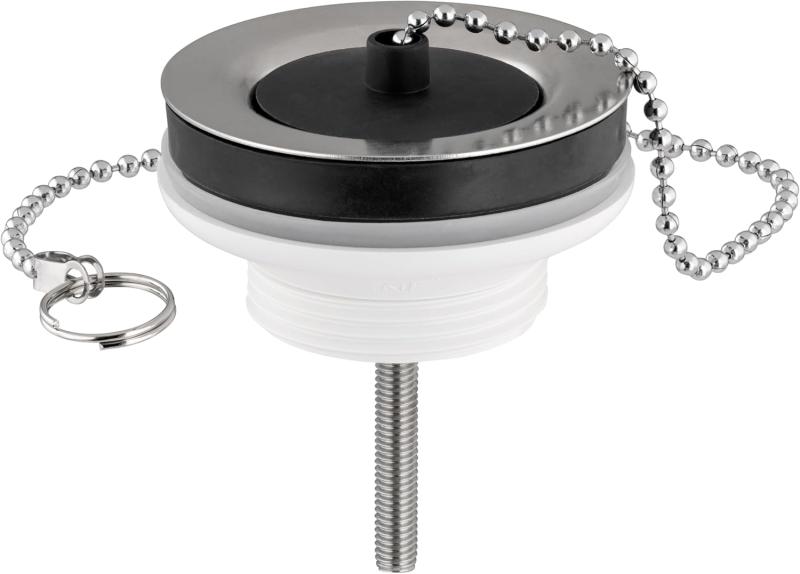 Bonde lavabo avec bouchon caoutchouc à chaînette