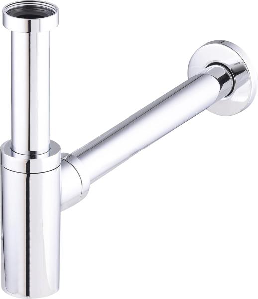 Siphon de lavabo apparent chromé en laiton massif