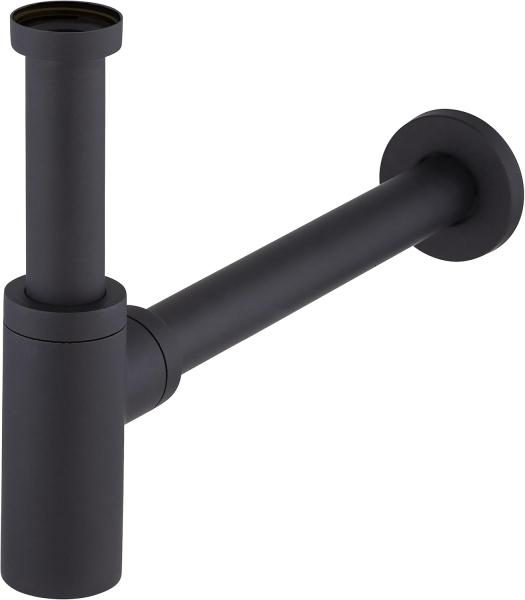 Siphon de lavabo apparent noir en laiton massif