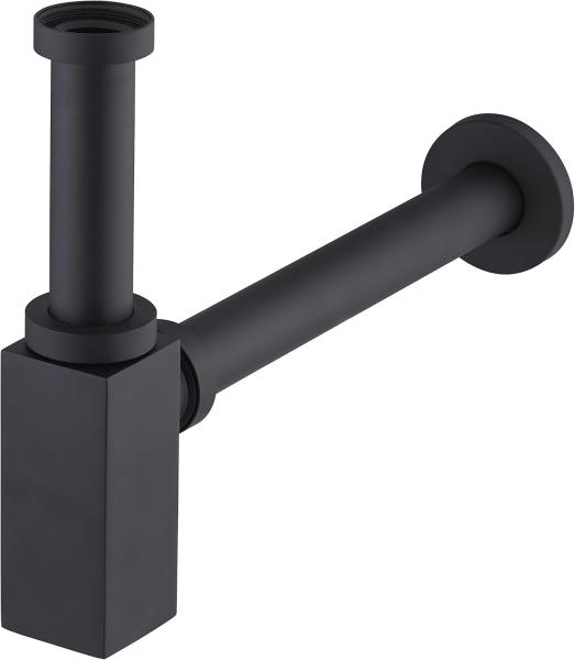 Siphon de lavabo carré en laiton noir design