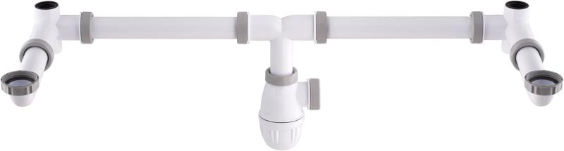 Tubulure gain de place sous lavabo double bac